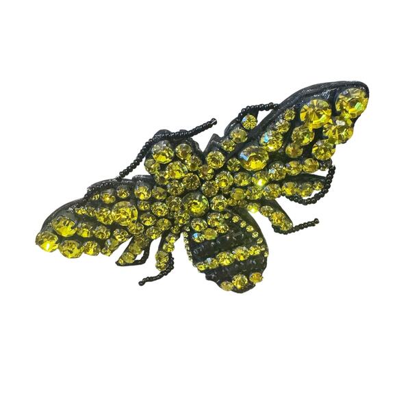 Gucci Crystal Bee Brooch Authentic CoA Black Yellow - Picture 1 of 4